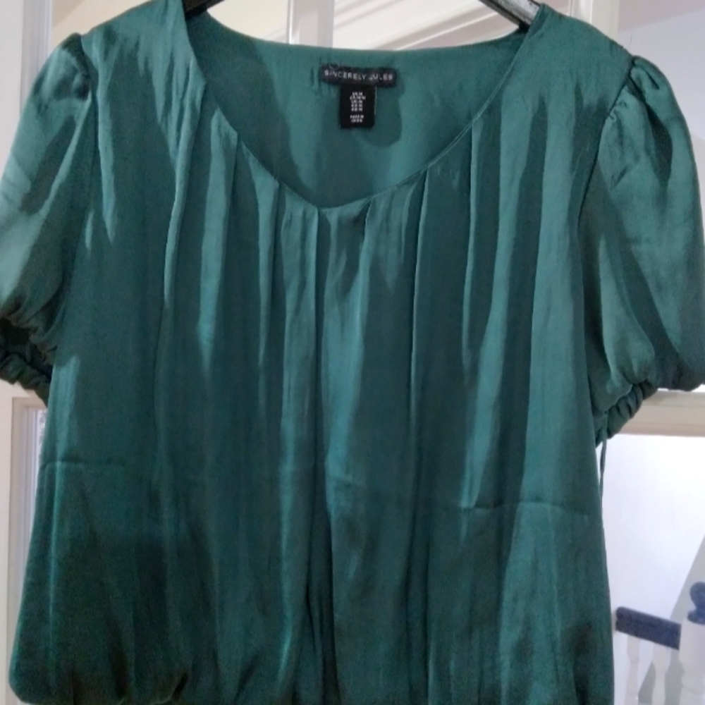 Green Blouse / Give your black blazer a pop of color